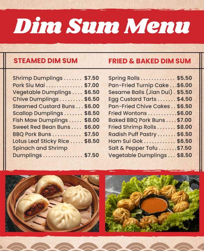 Dim Sum Restaurant Menu Flyer Template