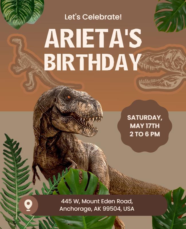 Dinosaur Themed Birthday Party Flyer Template