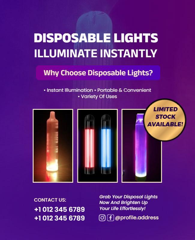 Disposable Portable Lights Promotional Flyer Template