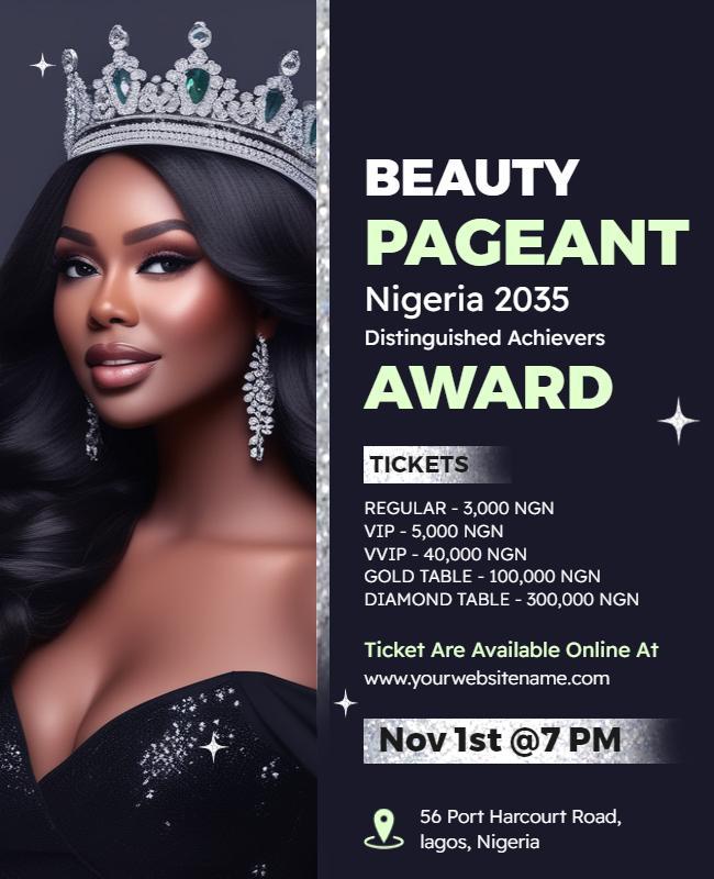 Distinguished Achievers Beauty Pageant Award Flyer Template