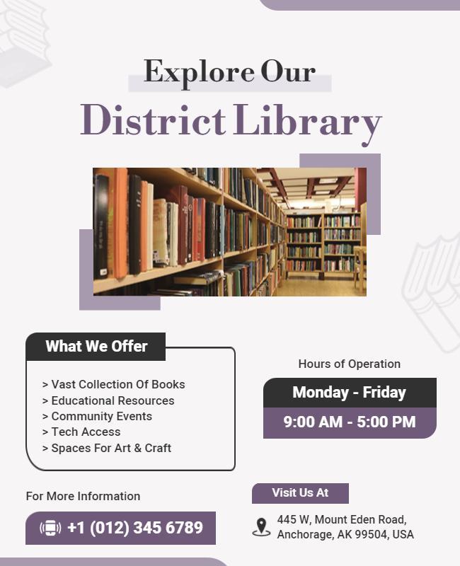 District Library Community Services Flyer Template