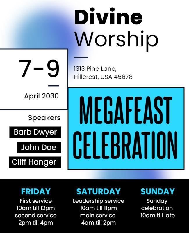 Divine Worship Megafeast Celebration Flyer Template