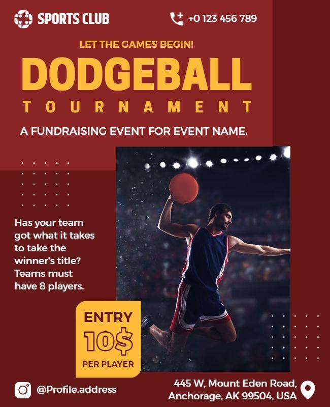 Dodgeball Tournament Fundraising Event Flyer Template