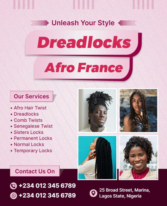 Dreadlocks and Hair Twist Salon Services Flyer Template