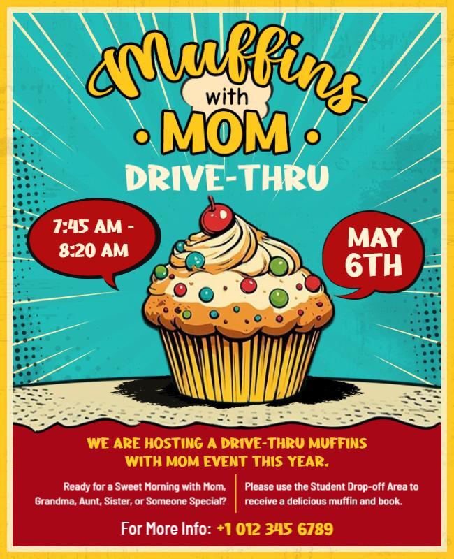 Drive-Thru Muffins with Mom Event Flyer Template