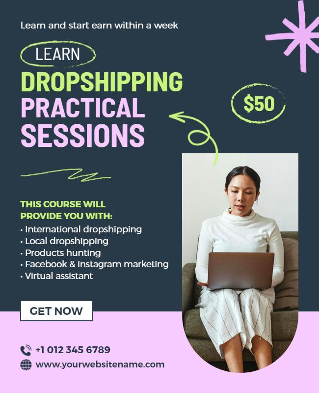 Dropshipping Practical Sessions Course Flyer Template