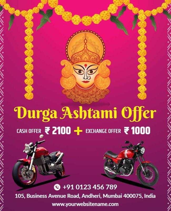 Durga Ashtami Motorcycle Discount Flyer Template