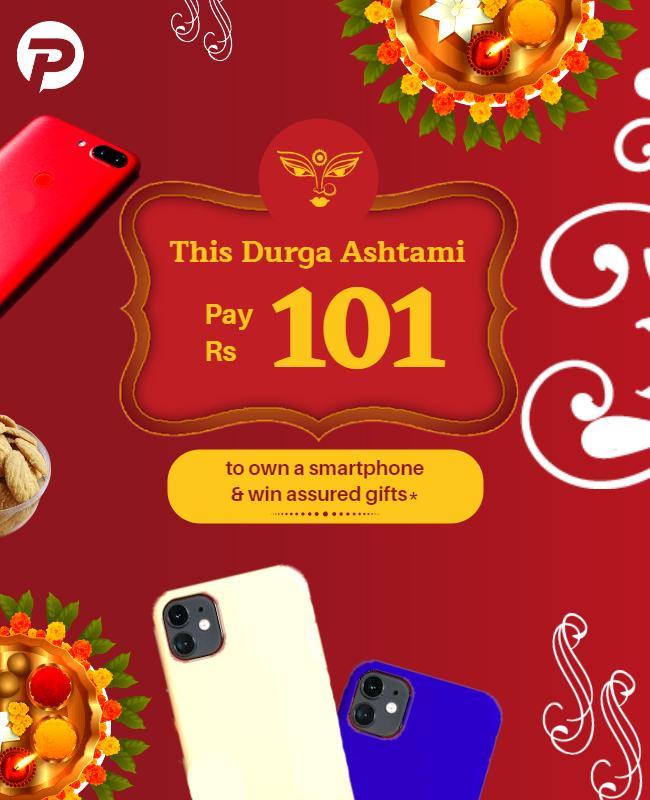 Durga Ashtami Smartphone Offer Flyer Template