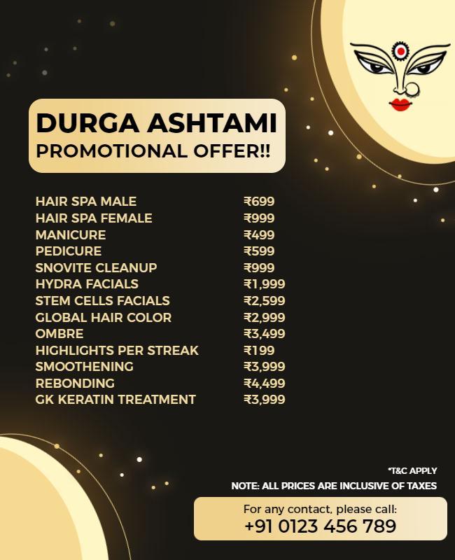 Durga Ashtami Spa Promotional Offer Flyer Template