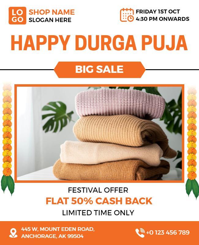 Durga Puja Festival Sale Flyer Template