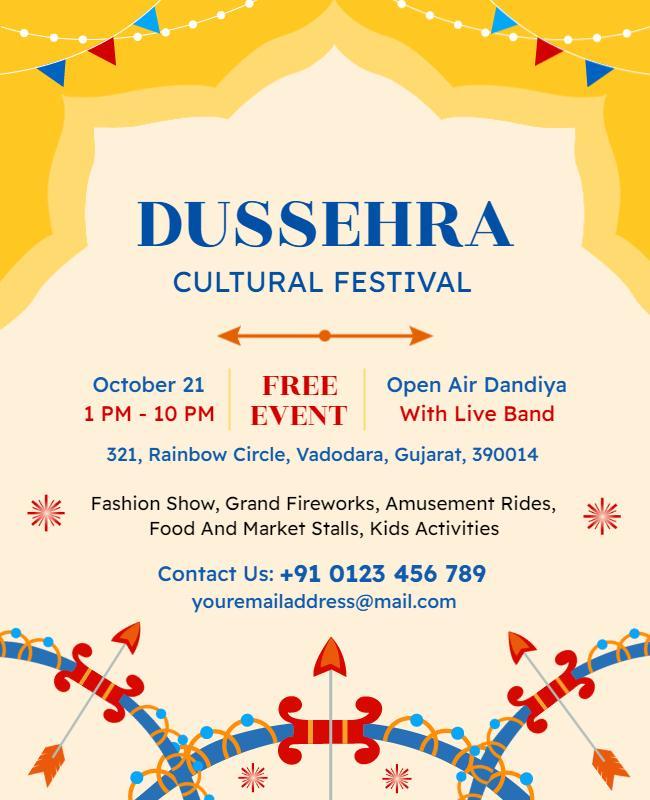 Dussehra Cultural Festival Celebration Flyer Template