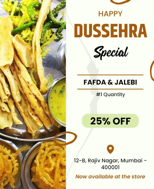 Dussehra Festival Food Special Discount Flyer Template