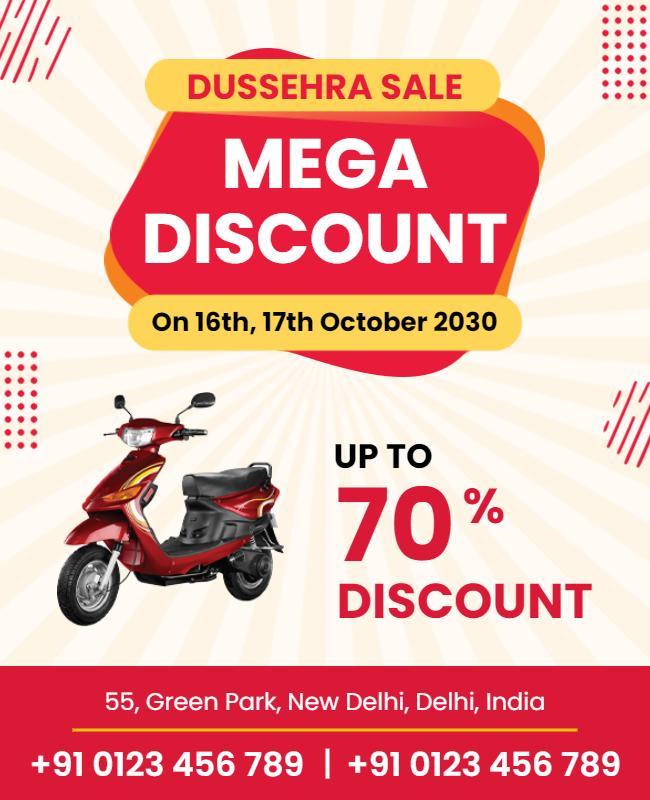 Dussehra Festival Scooter Discount Sale Flyer Template