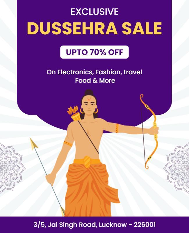 Dussehra Sale Promotional Flyer Featuring Discounts Template