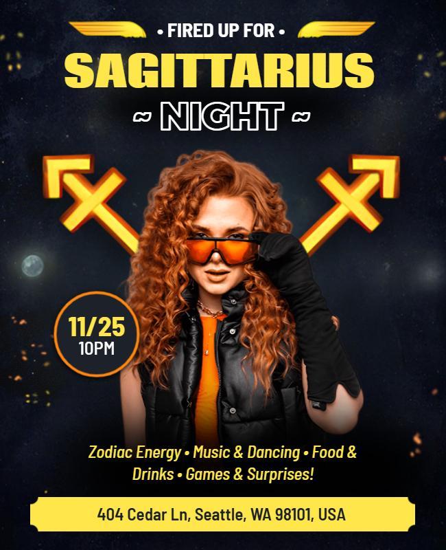 Dynamic Sagittarius Zodiac Night Event Flyer Template