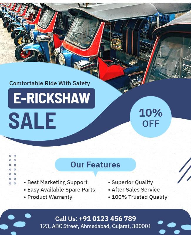 E Rickshaw Sale Promotional Flyer Template