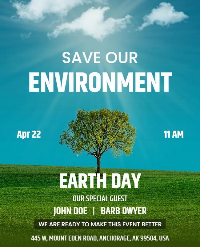 Earth Day Environmental Awareness Event Flyer Template