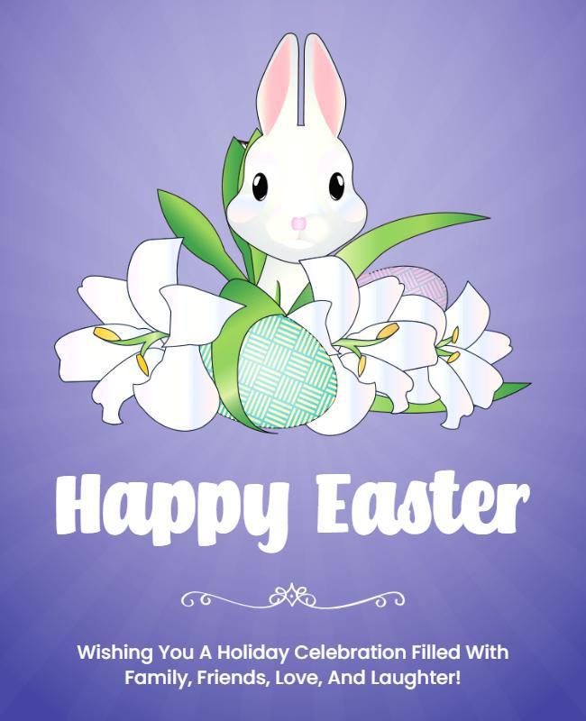 Easter Celebration with Bunny and Flowers Flyer Template