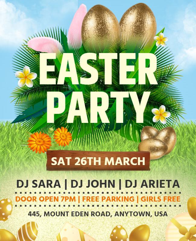 Easter Holiday Celebration Party Flyer Template