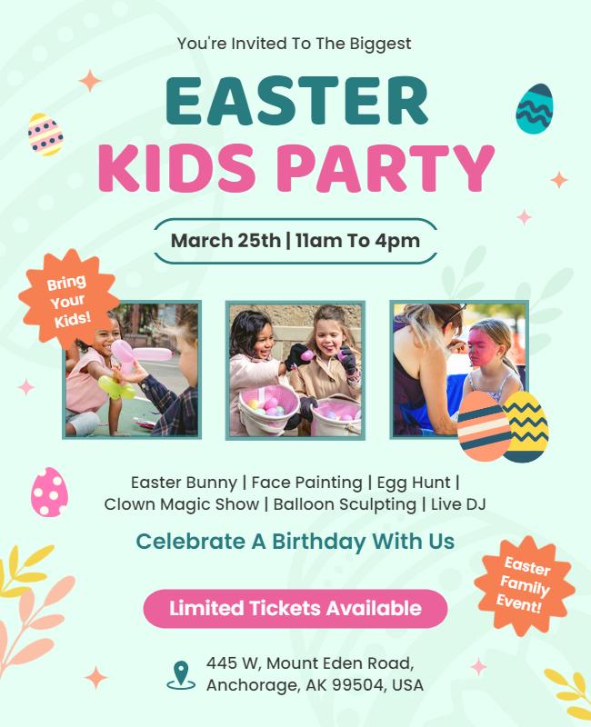 Easter Kids Party Celebration Flyer Template