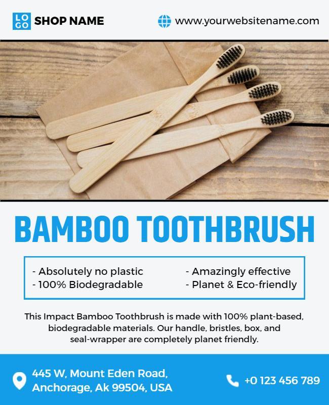 Eco Friendly Bamboo Toothbrush Promotional Flyer Template