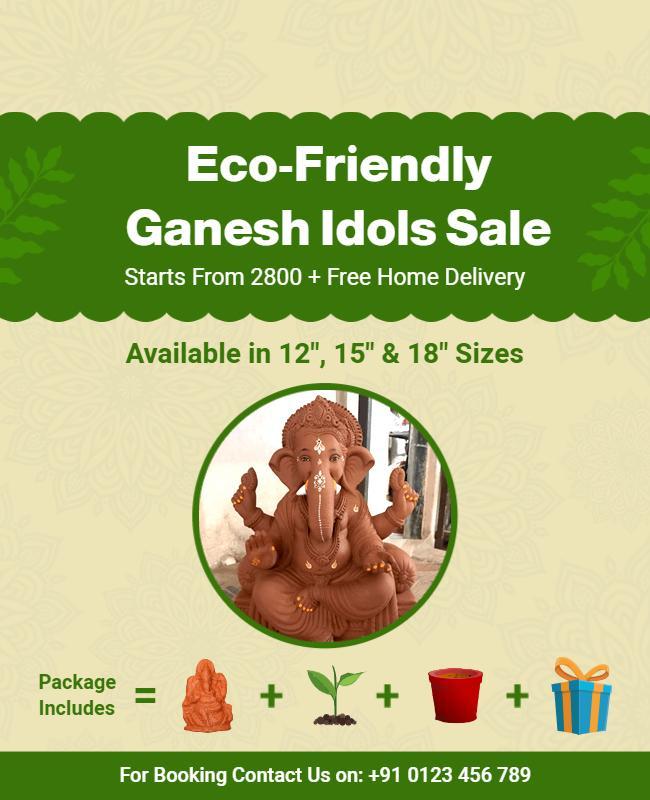 Eco Friendly Ganesh Idols Sale Flyer Template