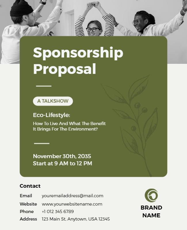 Eco Lifestyle Talkshow Sponsorship Proposal Flyer Template