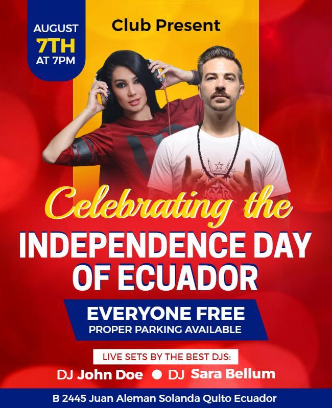 Ecuador Independence Day Celebration Flyer Template