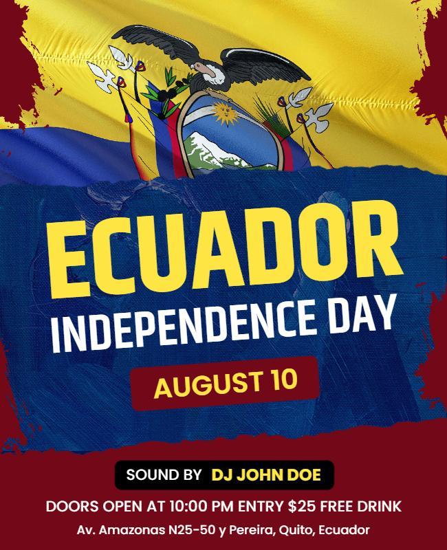 Ecuador Independence Day Celebration Flyer Template