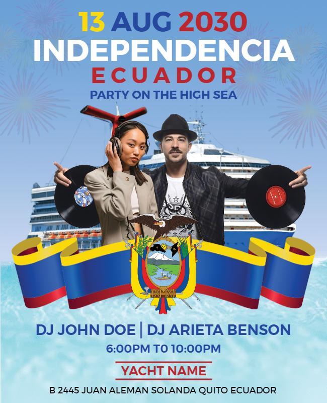 Ecuador Independence Yacht Party Flyer Template