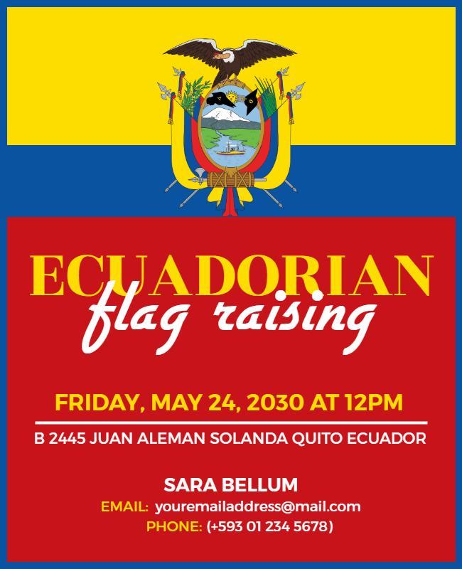 Ecuadorian Flag Raising Event Flyer Template