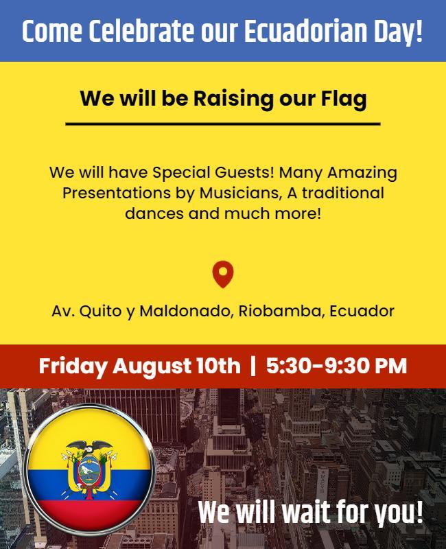 Ecuadorian Independence Celebration Flyer Template