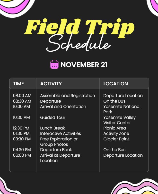 Educational Field Trip Schedule Flyer Template