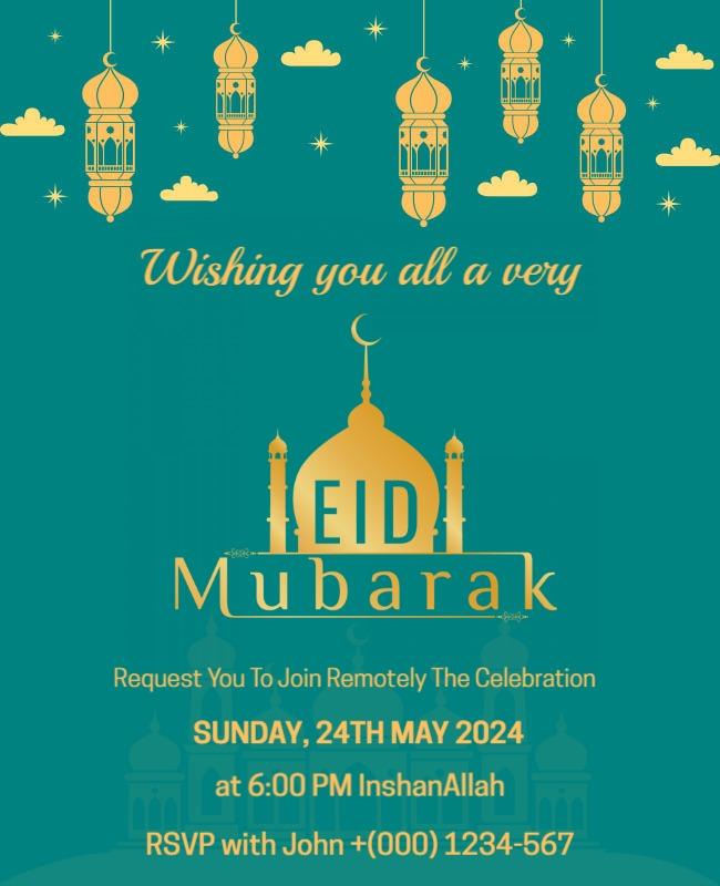 Eid Mubarak Celebration Invitation Flyer Template