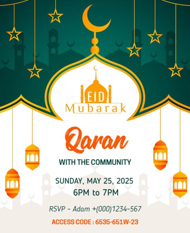 Eid Mubarak Community Celebration Flyer Template