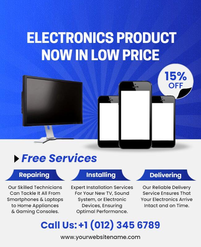 Electronics Sale and Services Promotion Flyer Template