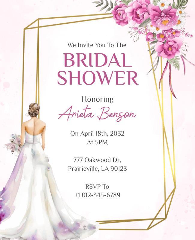 Elegant Floral Bridal Shower Invitation Flyer Template