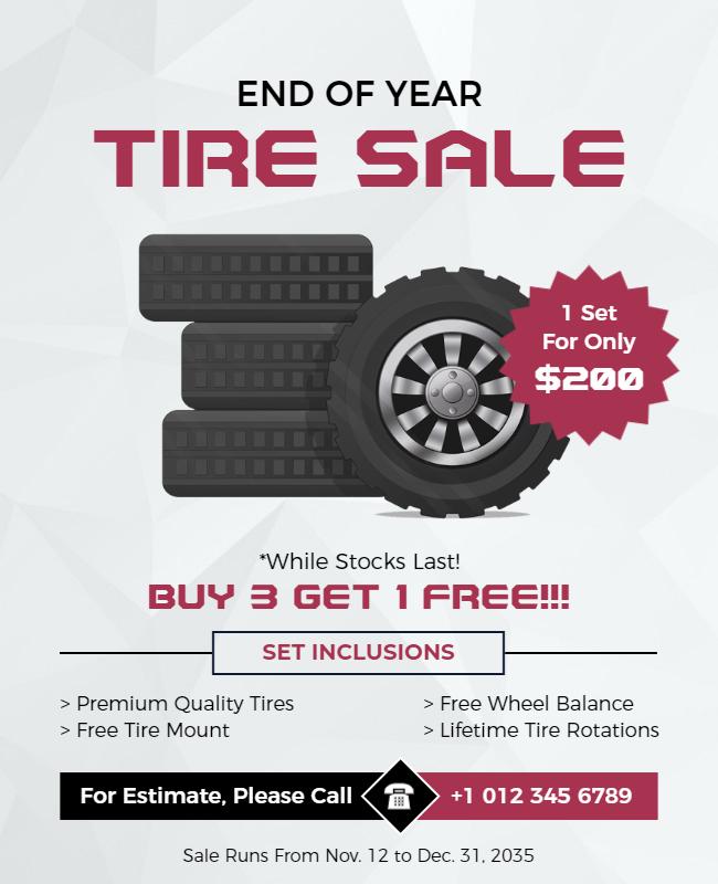 End Of Year Tire Sale Promotional Flyer Template