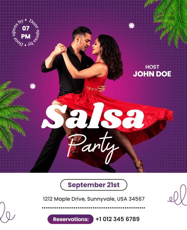 Energetic Salsa Dance Party Event Flyer Template