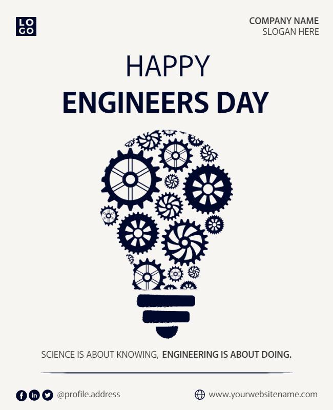 Engineers Day Celebration Flyer with Gear Design Template