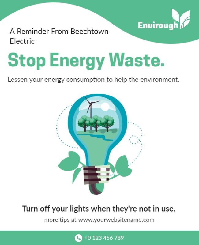 Environmentally Friendly Energy Saving Tips Flyer Template