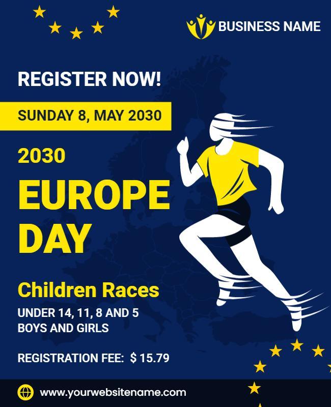 Europe Day Children Races Event Flyer Template