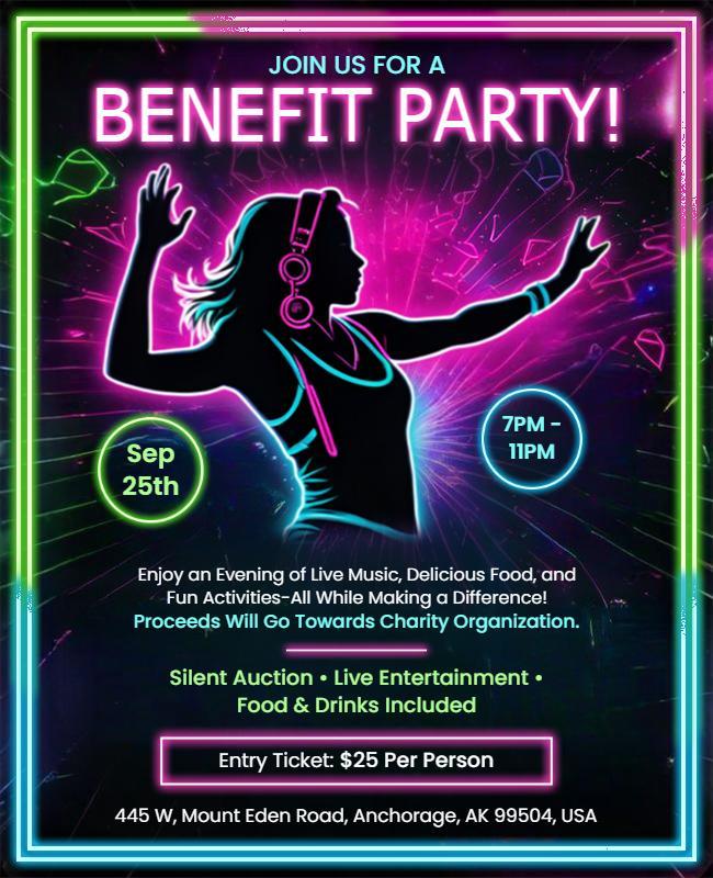 Evening Benefit Party Event Flyer Template