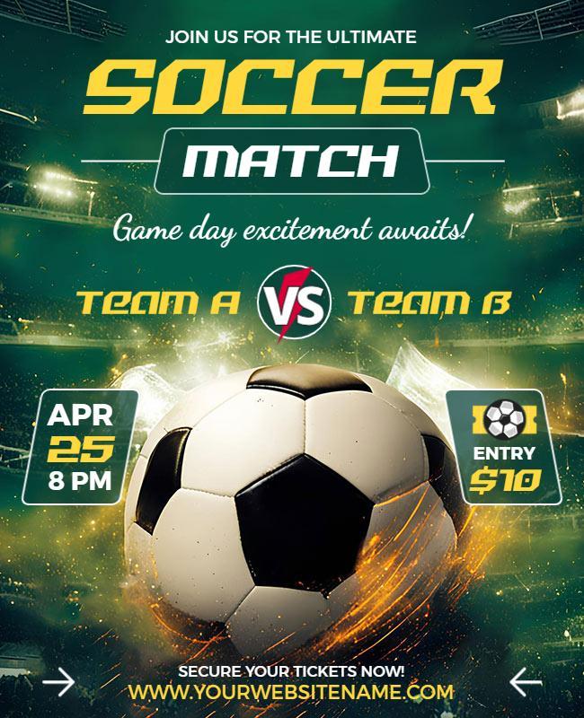 Exciting Soccer Match Event Flyer Template