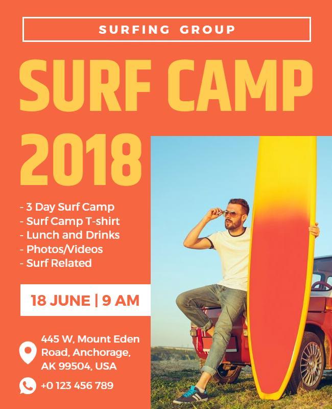 Exciting Summer Surf Camp Event Flyer Template