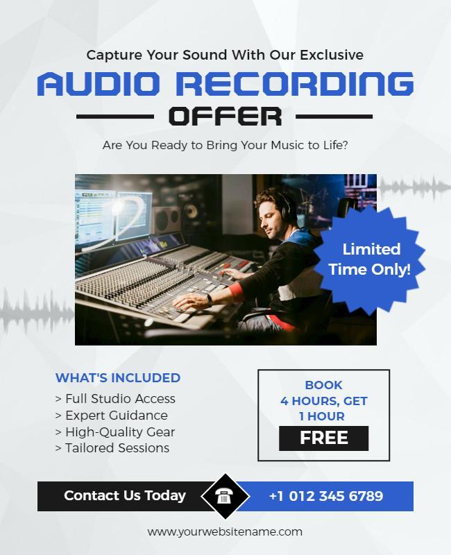 Exclusive Audio Recording Studio Offer Flyer Template