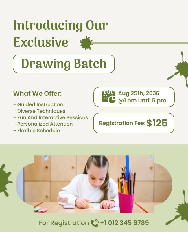 Exclusive Drawing Workshop Registration Flyer Template