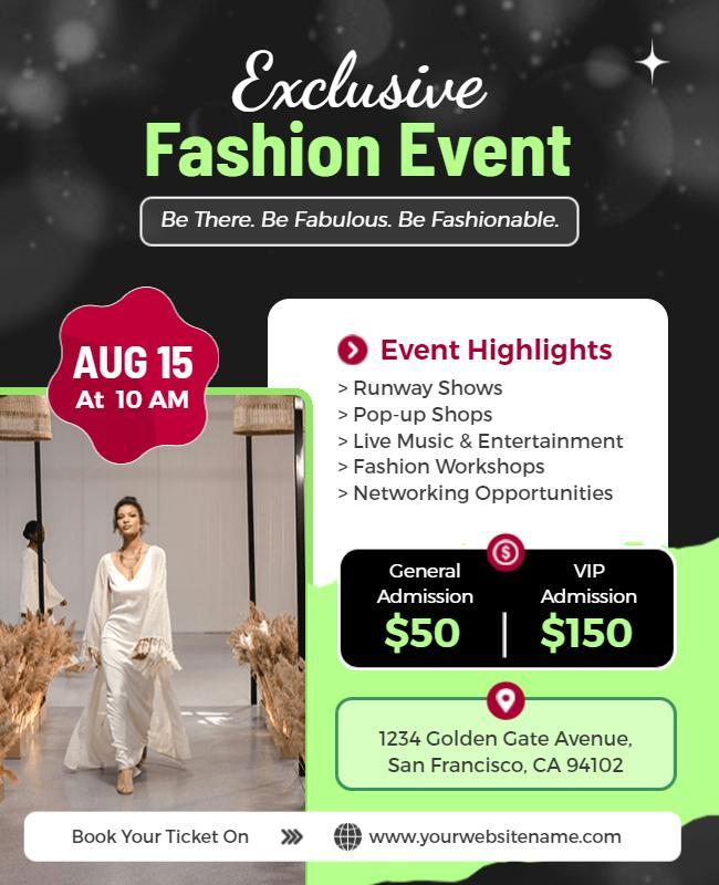 Exclusive Fashion Event with Runway Shows Flyer Template