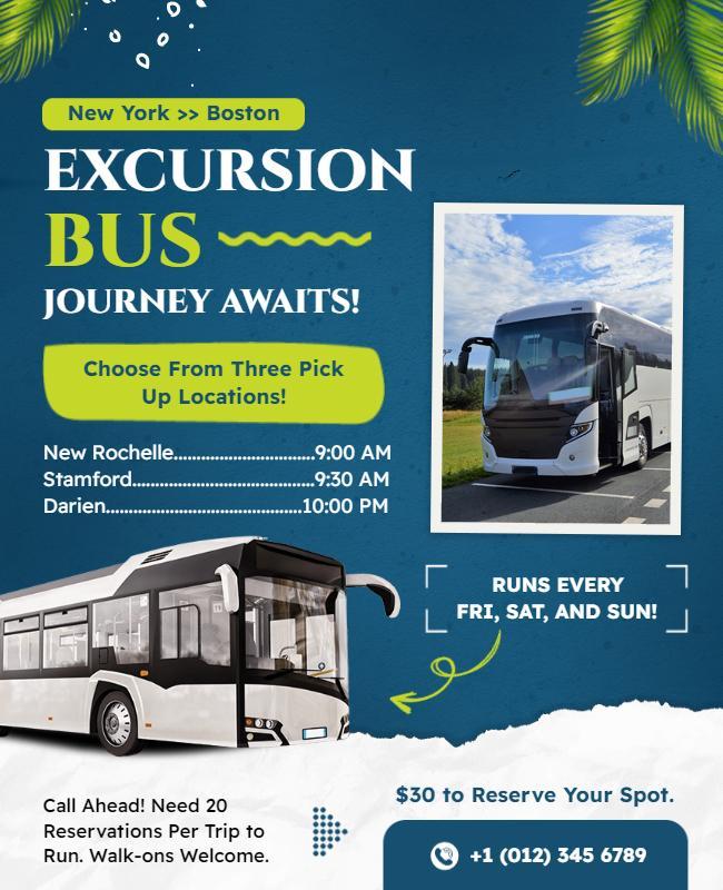 Excursion Bus Trip Advertisement Flyer Template