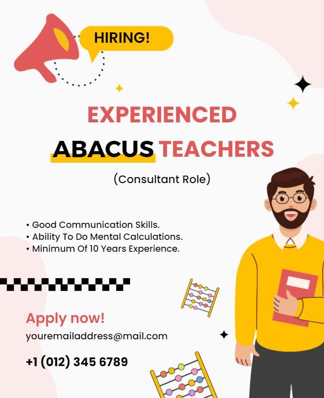 Experienced Abacus Teachers Hiring Flyer Template